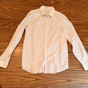 Calvin Klein Slim Fit Button Down Shirt with Stripes White Large